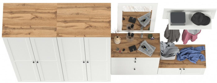 Остин Прихожая 48, белый шагрень/дуб крафт золотой