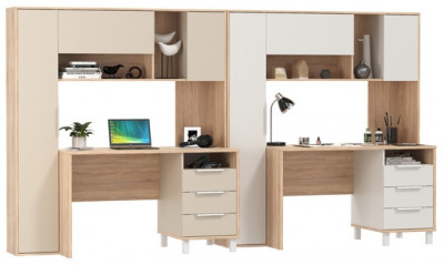 Два стола компьютерных Комфорт 12.95N, дуб сонома/белый/дуб сонома/сатин