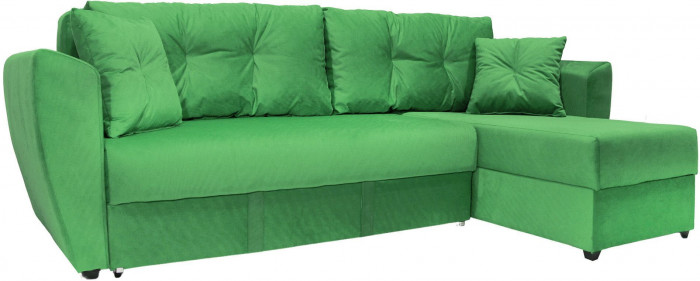 Диван-кровать угловой Амстердам Люкс, 160х200, еврокнижка, независимый пружинный блок, велюр, зеленый