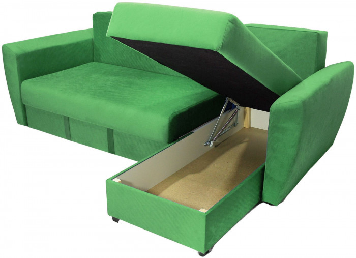 Диван-кровать угловой Амстердам Люкс, 160х200, еврокнижка, независимый пружинный блок, велюр, зеленый