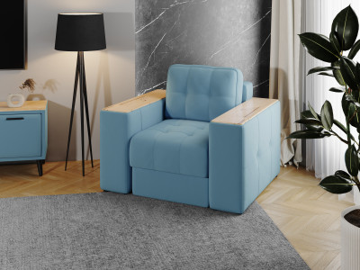 Кресло Нави, Светло-голубой/Дуб канадский