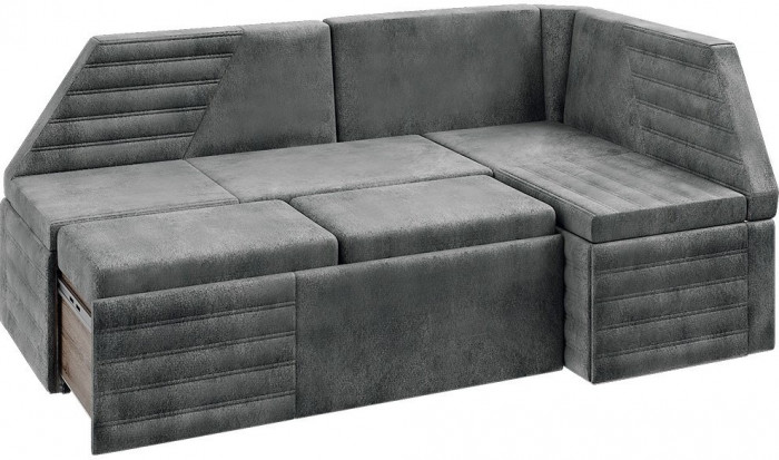 Лондон Скамья угловая со спальным местом (Дуб сонома трюфель/Велюр серый)