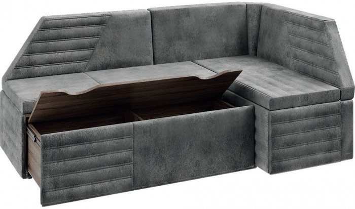 Лондон Скамья угловая со спальным местом (Дуб сонома трюфель/Велюр серый)