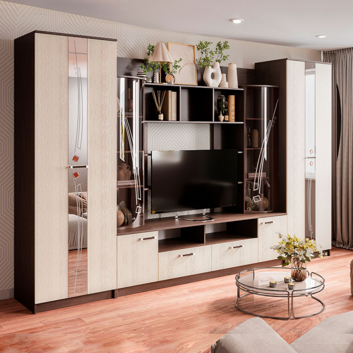 Гостиная "Венеция" (3400х2200х532) венге/лоредо