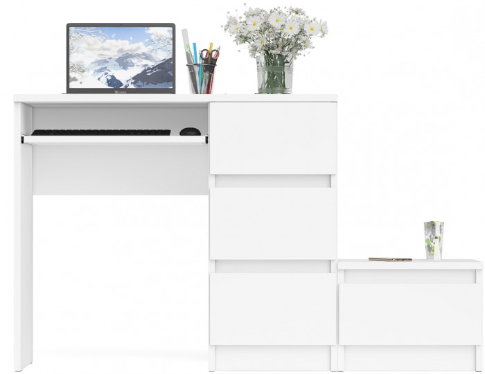 Мори компьютерный стол МС-6 правый + Тумба ТМП400.1, белый