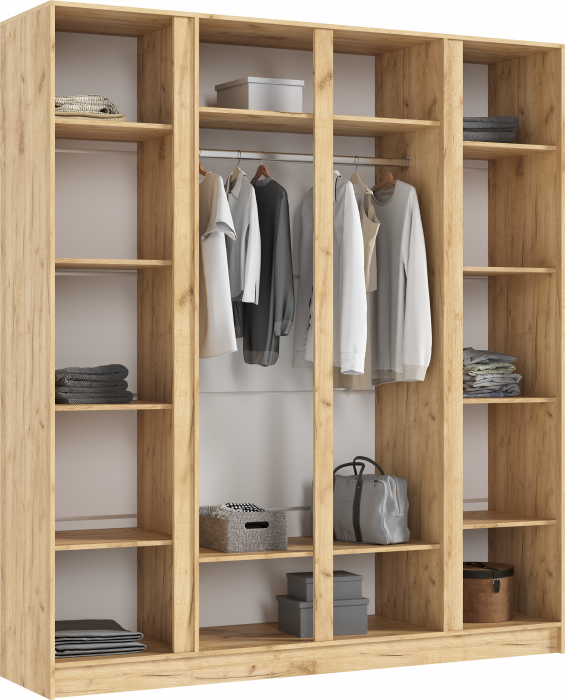 Келвин Шкаф 4-х створчатый 2000, Графит, Дуб Крафт