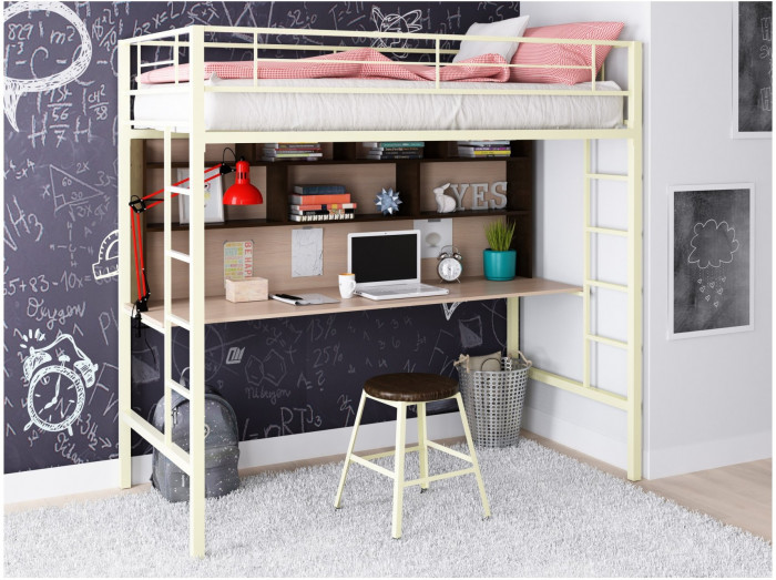 Кровать-чердак Севилья 1.2 (Дуб молочный, Коричневый)