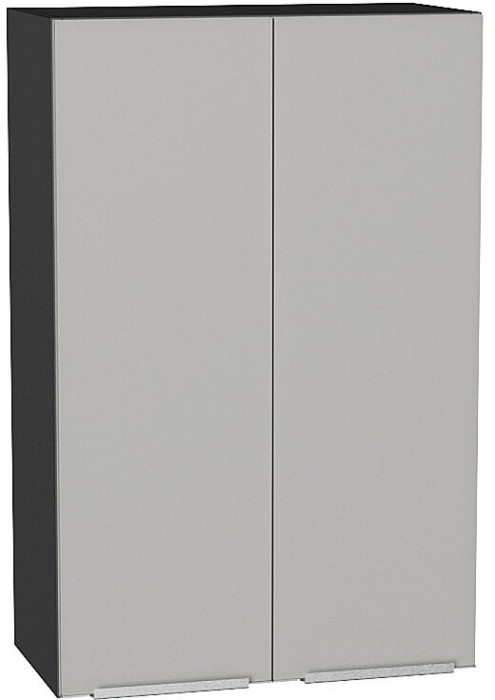 Кухонный гарнитур угловой Фьюжн-04, МДФ, 220×180 см, Графит/Светло-серый шелк (Гранит белый)