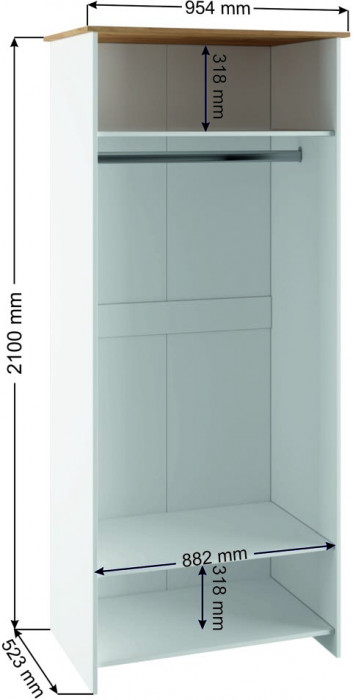 Шкаф двухстворчатый Теодора, Белый