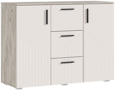 Сильвия Комод (3 ящика/2 двери) 1200, Крафт серый/Кашемир