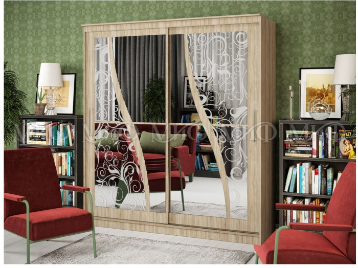 Шкаф-купе Элегант 2 1500 (Сандал светлый)