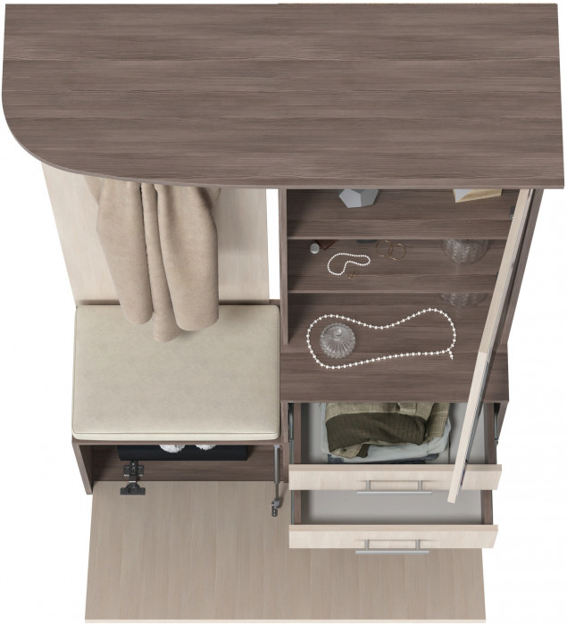 Прихожая 2-3431бод.тем/св Домино - Шкаф с вешалкой, цвет бодега тёмный/бодега светлый, ШхГхВ 100х36х202 см., универсальная сборка