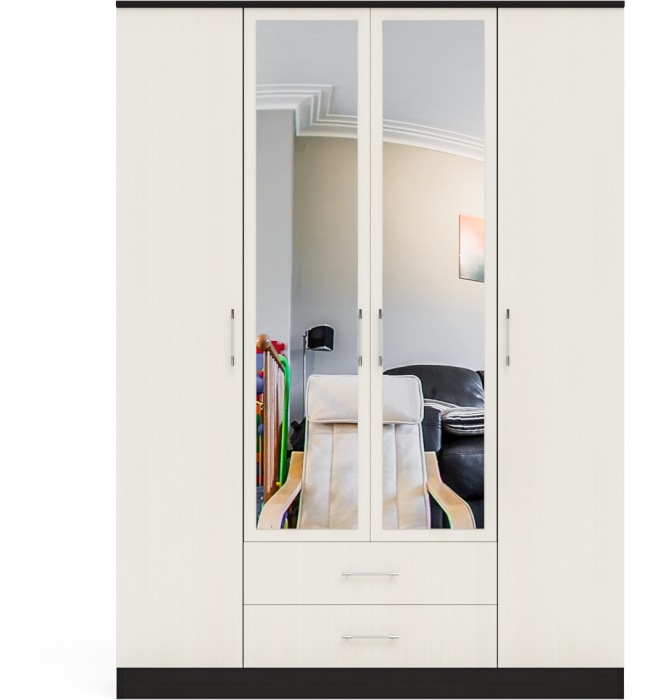 Фиеста Шкаф 4-х створчатый, цвет венге/дуб лоредо, ШхГхВ 160х61х220 см.