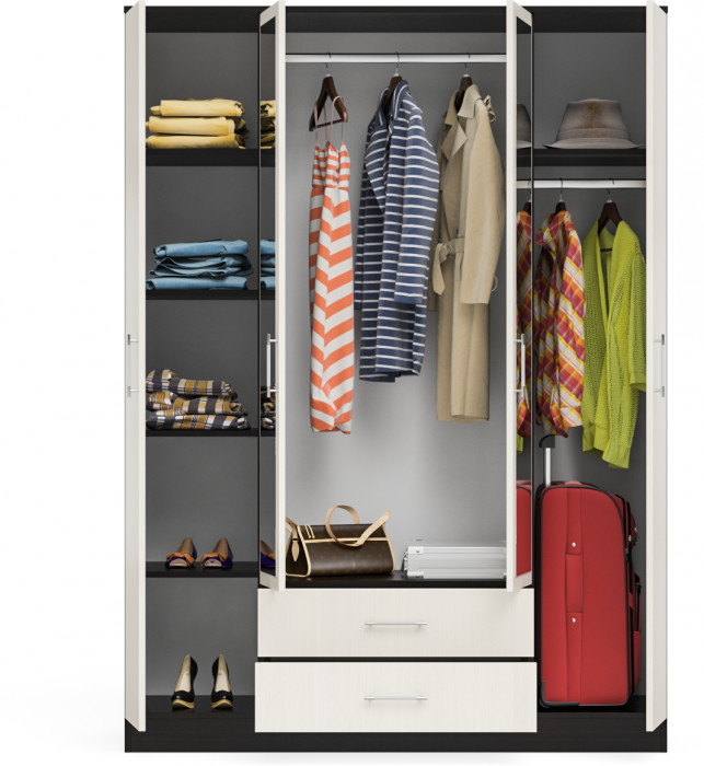 Фиеста Шкаф 4-х створчатый, цвет венге/дуб лоредо, ШхГхВ 160х61х220 см.