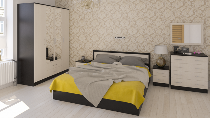 Фиеста Шкаф 4-х створчатый, цвет венге/дуб лоредо, ШхГхВ 160х61х220 см.