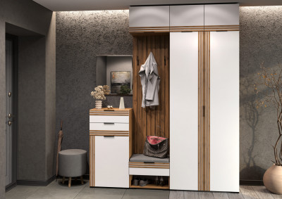 Прихожая Нао, набор №9, Дуб вотан/Белый, Вотан, Simple 27
