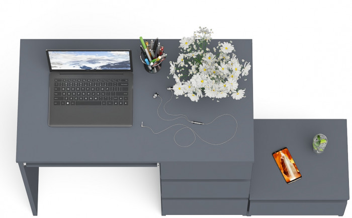 Мори компьютерный стол МС-6 правый + Тумба ТМП400.1, графит