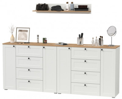 Остин Прихожая 70, цвет белый шагрень/дуб крафт золотой, ШхГхВ 240х41,9х160 см.