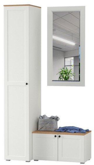 Остин Прихожая 24, цвет белый шагрень/дуб крафт золотой, ШхГхВ 120х54,3х229,6 см., универсальная сборка