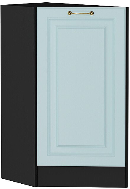 Кухонный гарнитур угловой Ницца-03, МДФ/Стекло, 189×240 см, Графит/Голубой (Мрамор черный)