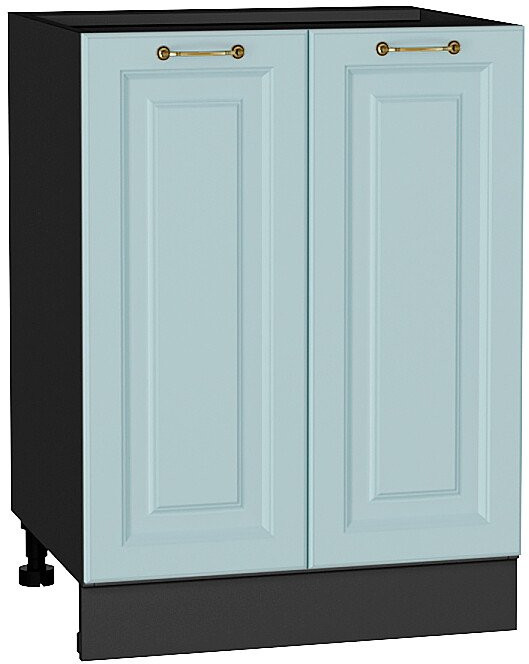 Кухонный гарнитур угловой Ницца-03, МДФ/Стекло, 189×240 см, Графит/Голубой (Мрамор черный)