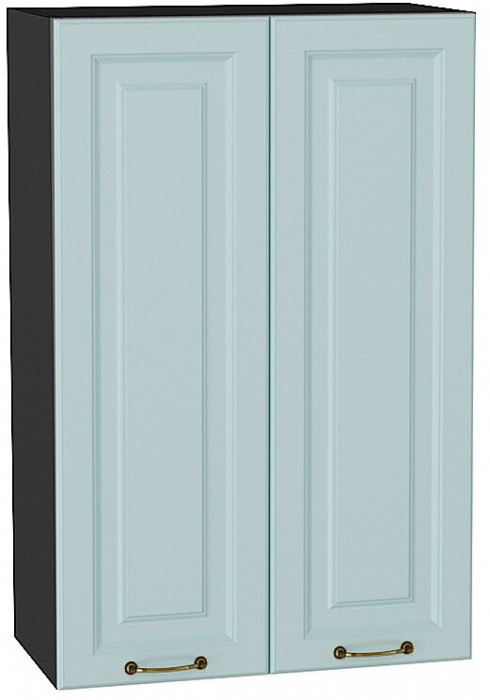 Кухонный гарнитур угловой Ницца-03, МДФ/Стекло, 189×240 см, Графит/Голубой (Мрамор черный)