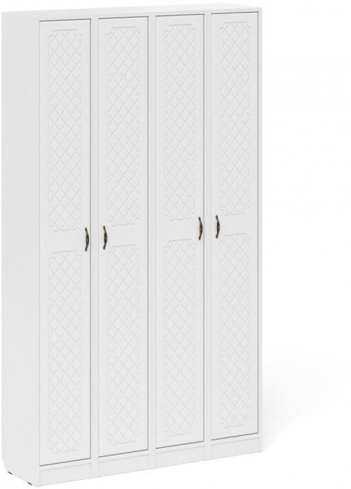 Прихожая П-6 Пенал 4 штуки, цвет белая шагрень/фасады МДФ белое дерево фрезеровка ромб, ШхГхВ 60х35х210 см., универсальная сборка