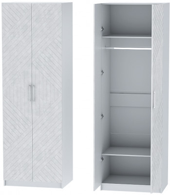 Шкаф двухдверный №1 "Иннэс-7" - Белый/Бетон снежный