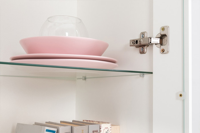 Валенсия Гостиная № 119, цвет ЛДСП белый шагрень/МДФ белый шагрень, ШхГхВ 321,3х38,4х225,2 см., универсальная сборка