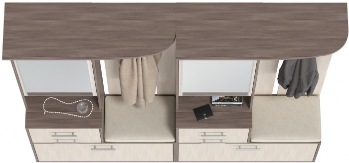 Два шкафа с вешалкой Домино 2-3431бод.тем/св, цвет бодега тёмный/бодега светлый, ШхГхВ 200х36х202 см., универсальная сборка