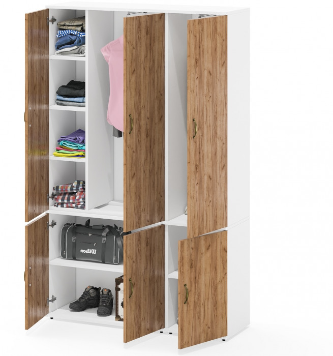 Лидер-8 Модуль Пенал МД 21Б + Шкаф МД 20Б, цвет белый шагрень/крафт золото, ШхГхВ 120х37,5х190 см., НЕ универсальная сборка