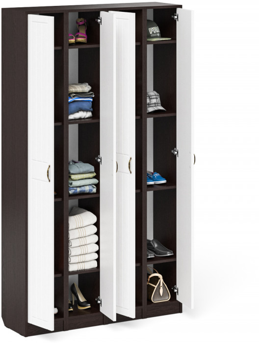 Прихожая П-6 Пенал 4 штуки, цвет венге/фасады МДФ белое дерево фрезеровка прованс, ШхГхВ 60х35х210 см., универсальная сборка