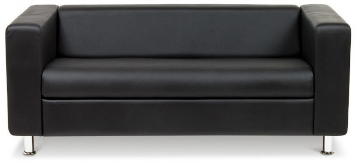 Кожаный диван Клиппан 3-х местный, прямой, цвет черный
