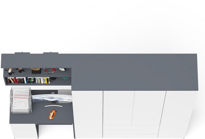 Мори компьютерный стол МС-1 левый + Шкаф МШ1600.1 + Полка 900, графит/белый