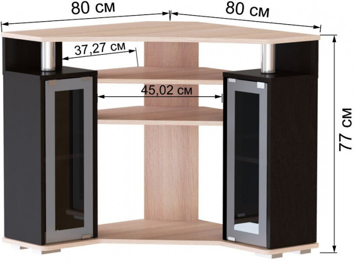 Угловая Тумба ТВ 044(2у) венге/дуб молочный