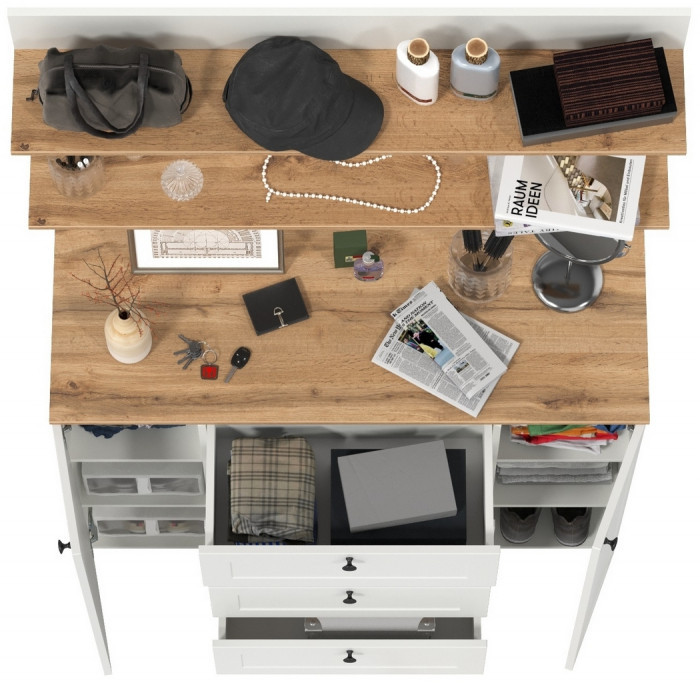 Остин Прихожая 71, цвет белый шагрень/дуб крафт золотой, ШхГхВ 120х41,9х180 см.