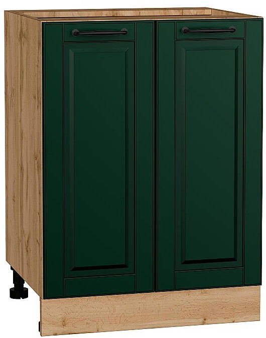 Кухонный гарнитур угловой Дублин-02, МДФ, 220×240 см, Вотан/Особый Белый/Особый зеленый (Дуб натуральный)