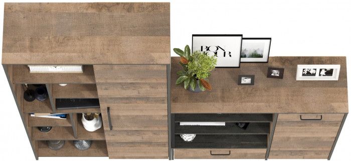 Трувор 13.206 Шкаф-стеллаж + 13.307.01 Комод, дуб гранж песочный/интра