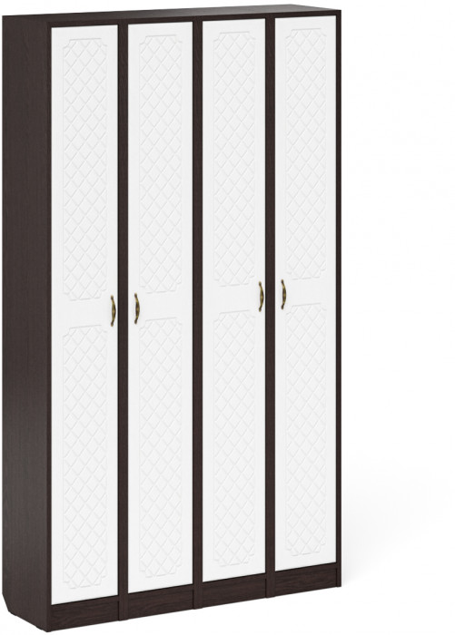 Прихожая П-6 Пенал 4 штуки, цвет венге/фасады МДФ белое дерево фрезеровка ромб, ШхГхВ 60х35х210 см., универсальная сборка