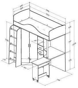 Детская кровать-чердак Теремок-1, Дуб молочный / Салатовый