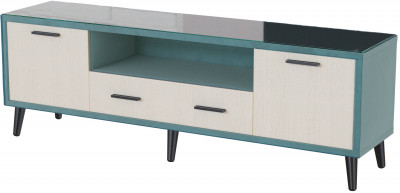 Тумба ТВ интерьерная 1,6 Ланс бирюза/мдф клен кремовый