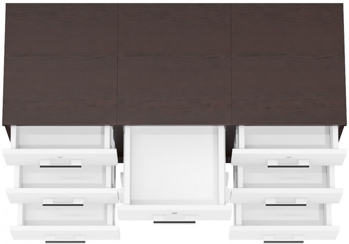 Три тумбы выкатных С-МД-3-02, цвет венге/белый шагрень, ШхГхВ 120х45х59 см.