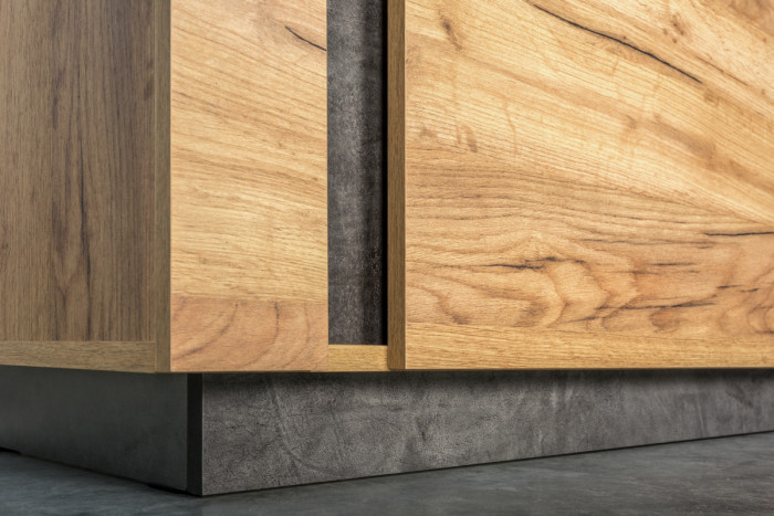 КР100 ??? Арчи № 08, цвет дуб крафт золотой/камень тёмный, ШхГхВ 190х41,3х193,7 см., ниша для ТВ 130х41х110 см., универсальная сборка