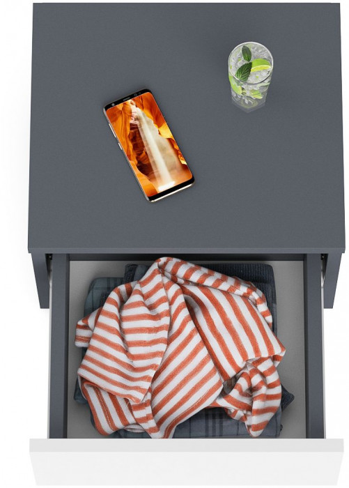 Мори Тумба прикроватная ТПМ400.1, цвет графит/белый, ШхГхВ 40,4х34,6х30 см.