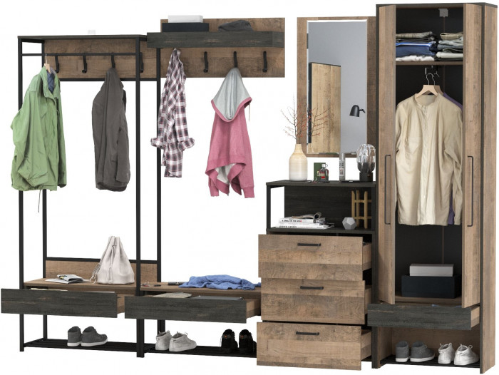 Трувор Прихожая 244, дуб гранж песочный/интра