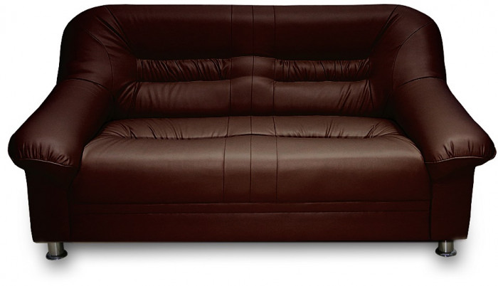 Диван кожаный коричневый, прямой 2-х местный, для дома, офиса, гостиной, кабинета Карелия