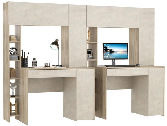 компьютерный стол Комфорт 12.71+компьютерный стол Комфорт 12.71, дуб крафт серый/шёлковый камень