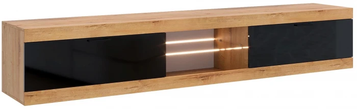 Прага Модульная Гостиная, вариант №3, вотан/Черный глянец