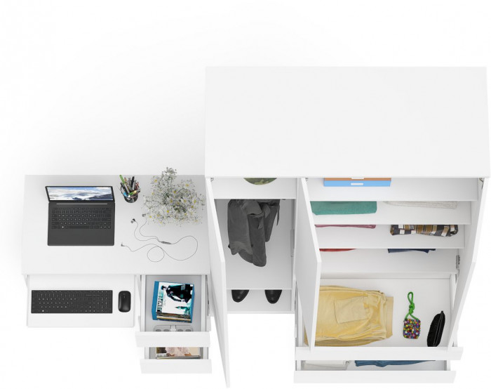 Мори компьютерный стол МС-6 правый + Шкаф МШ1200.1, белый