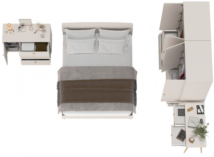 Афина Спальня 19-1600, цвет кашемир серый, сп.м. 1600х2000 мм., б/м, основание есть - фанера